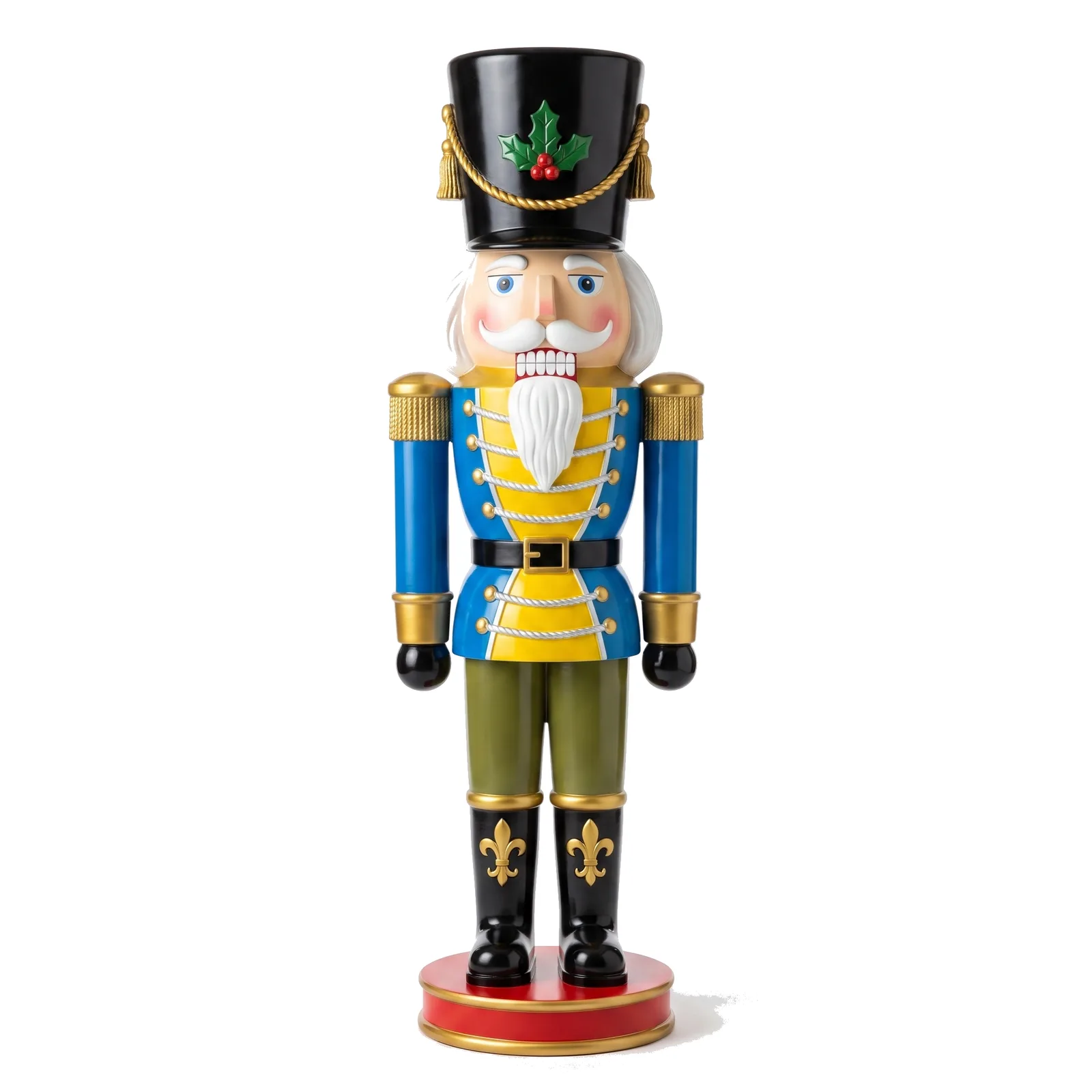 Notenkraker Beeld 180cm – Blauw Geel Klassiek Kerstdecoratie