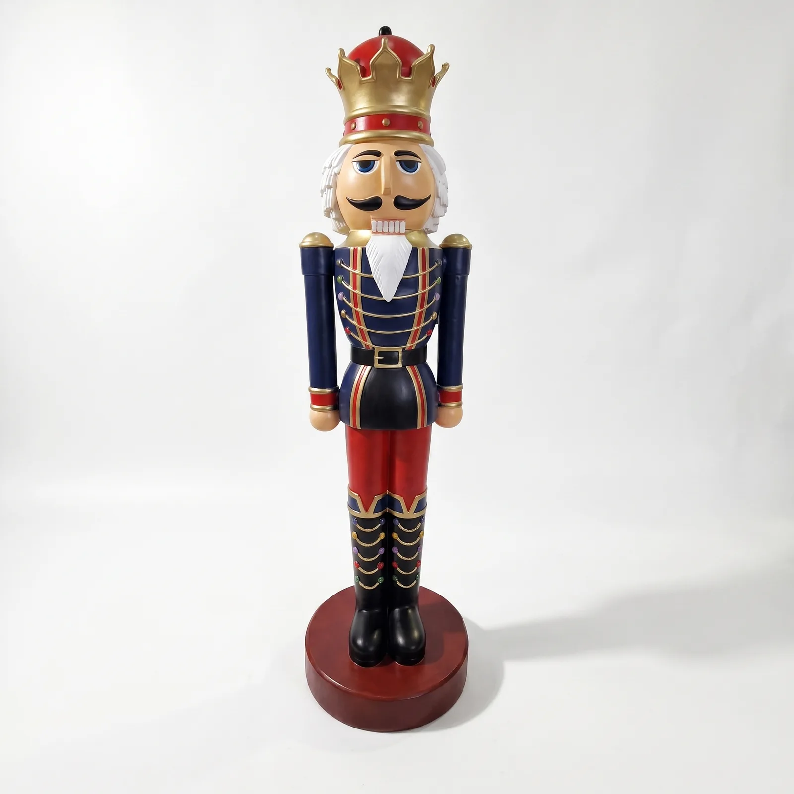 Notenkraker Beeld 200cm – Koning Blauw Rood Goud Kerstdecoratie
