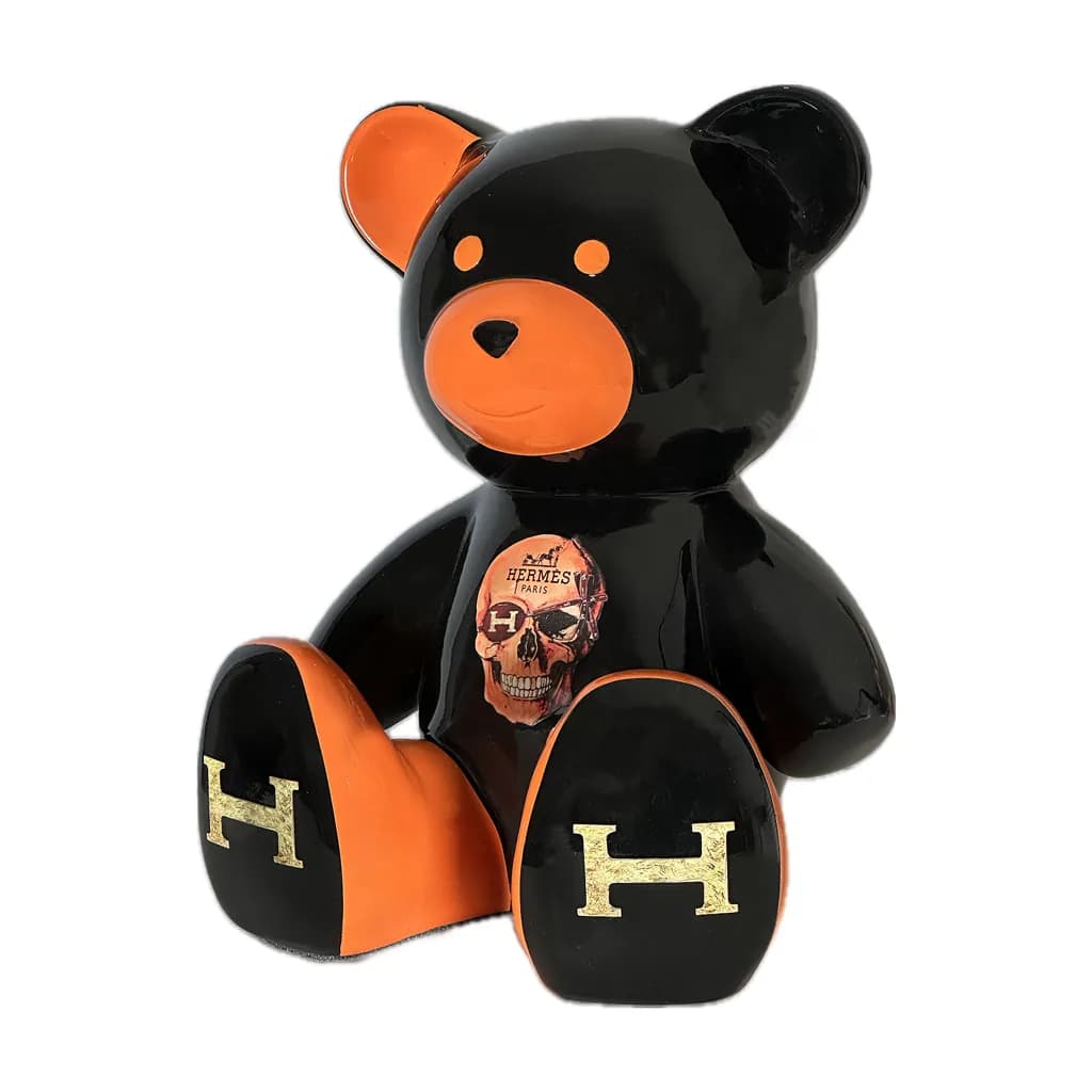 Teddybeer Beeld 34cm – Homage to Hermès Skull | Pop Art Decoratie voor Interieur
