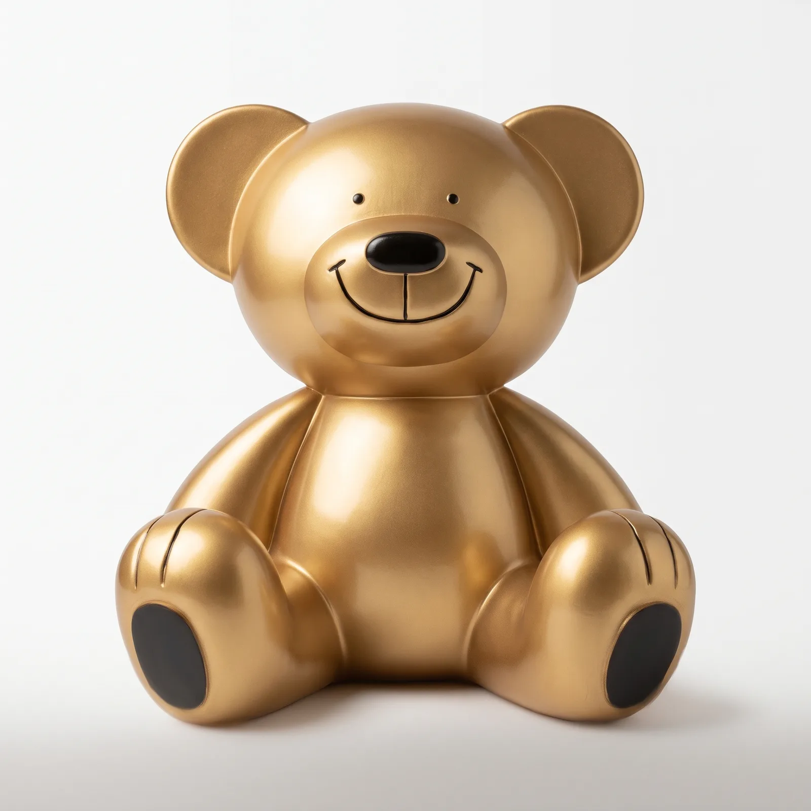 Teddybeer Beeld 35cm Zittend Goud Zwart – Luxe Decoratie