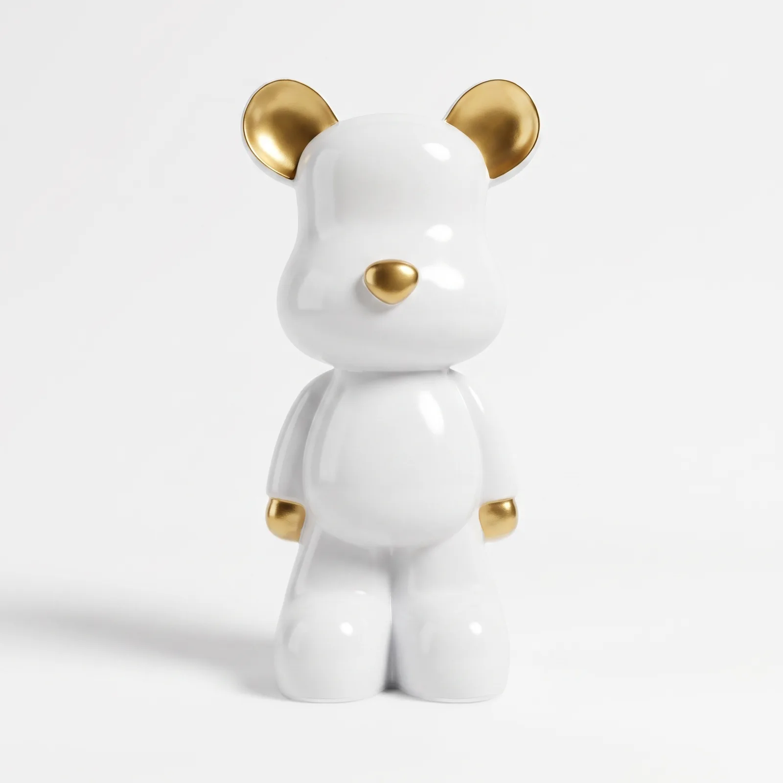 Teddybeer Beeld 48cm Staand Wit Goud – Luxe Decoratie