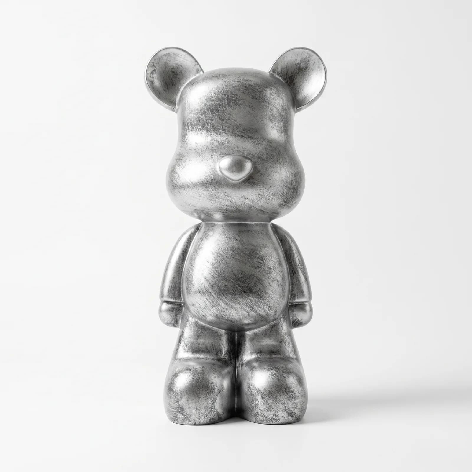 Teddybeer Beeld 48cm Staand Zilver – Luxe Decoratie