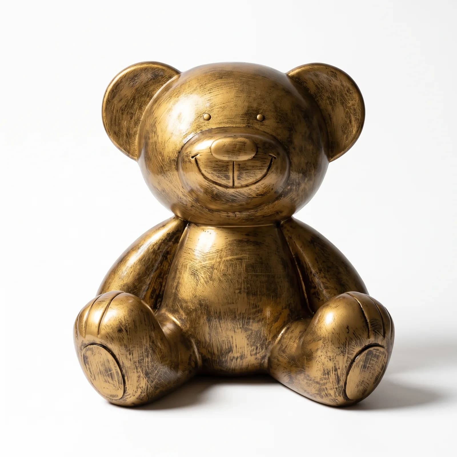 Teddybeer Beeld 60cm Zittend Wit Brons – Luxe Decoratie