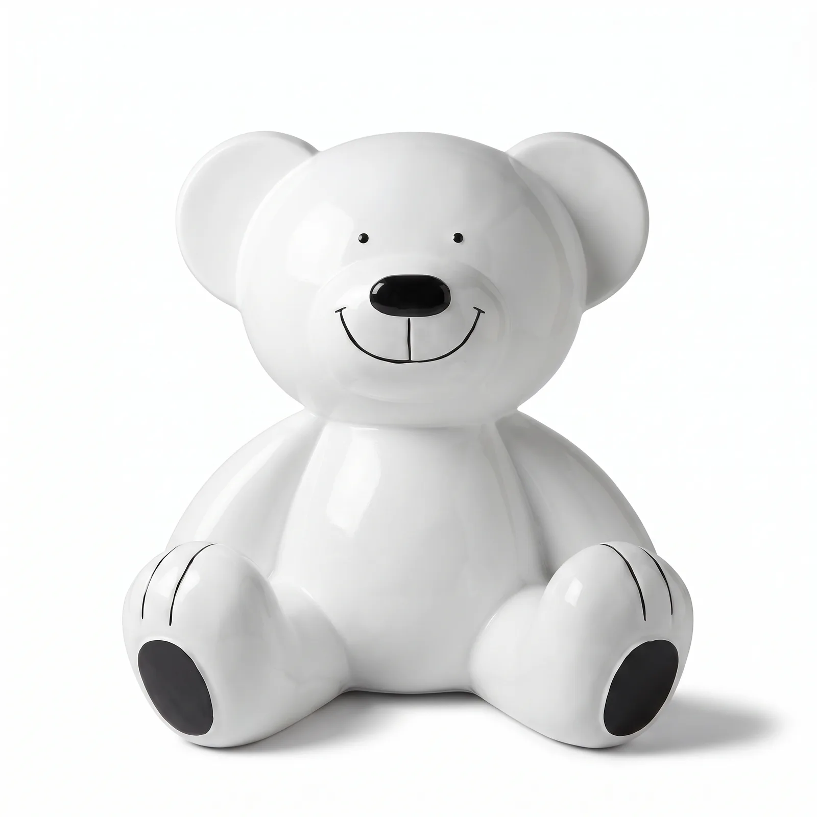 Teddybeer Beeld 60cm Zittend Wit Zwart – Luxe Decoratie