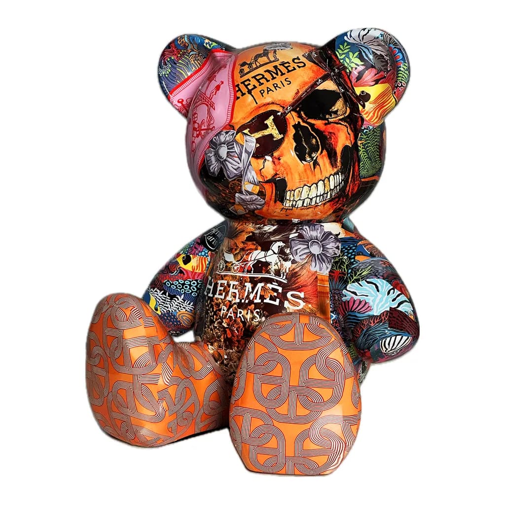 Teddybeer Beeld Hommage to Hermès 34cm Pop Art Decoratie
