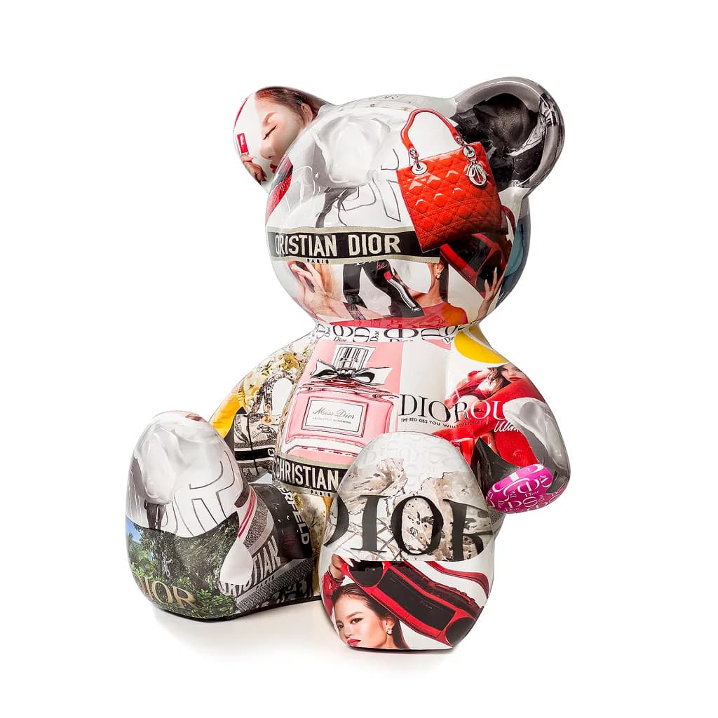 Teddybeer Luxe Beeld 34cm Hommage to Dior Zittend Popart