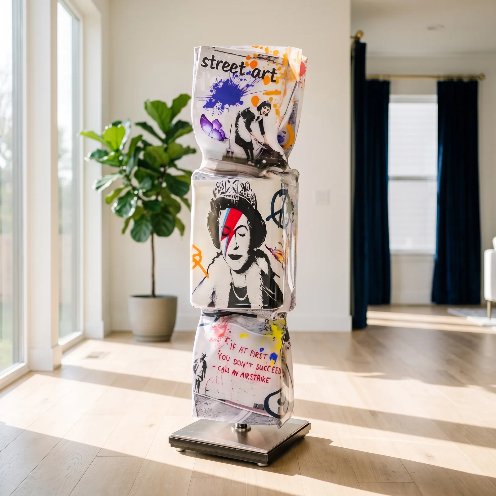 Art Candy Toffee Banksy II Zwart Rood – Ad van Hassel — sfeerbeeld in interieur