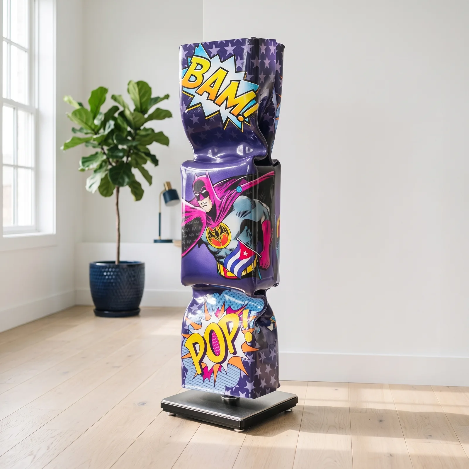 Art Candy Toffee Captain America vs Batman – Michael Daniels — sfeerbeeld in interieur