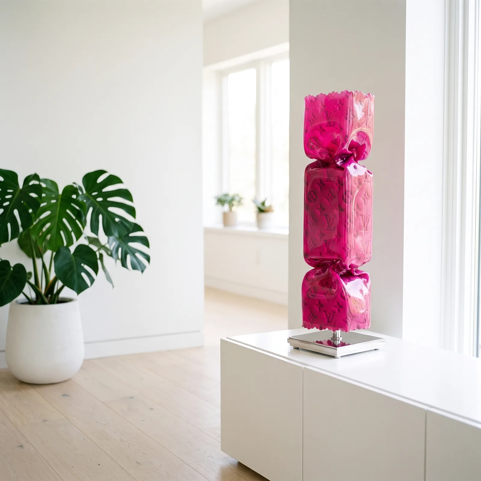 Art Candy Toffee Louis Leather Exclusive Premiere Magenta – Ad van Hassel — sfeerbeeld in interieur