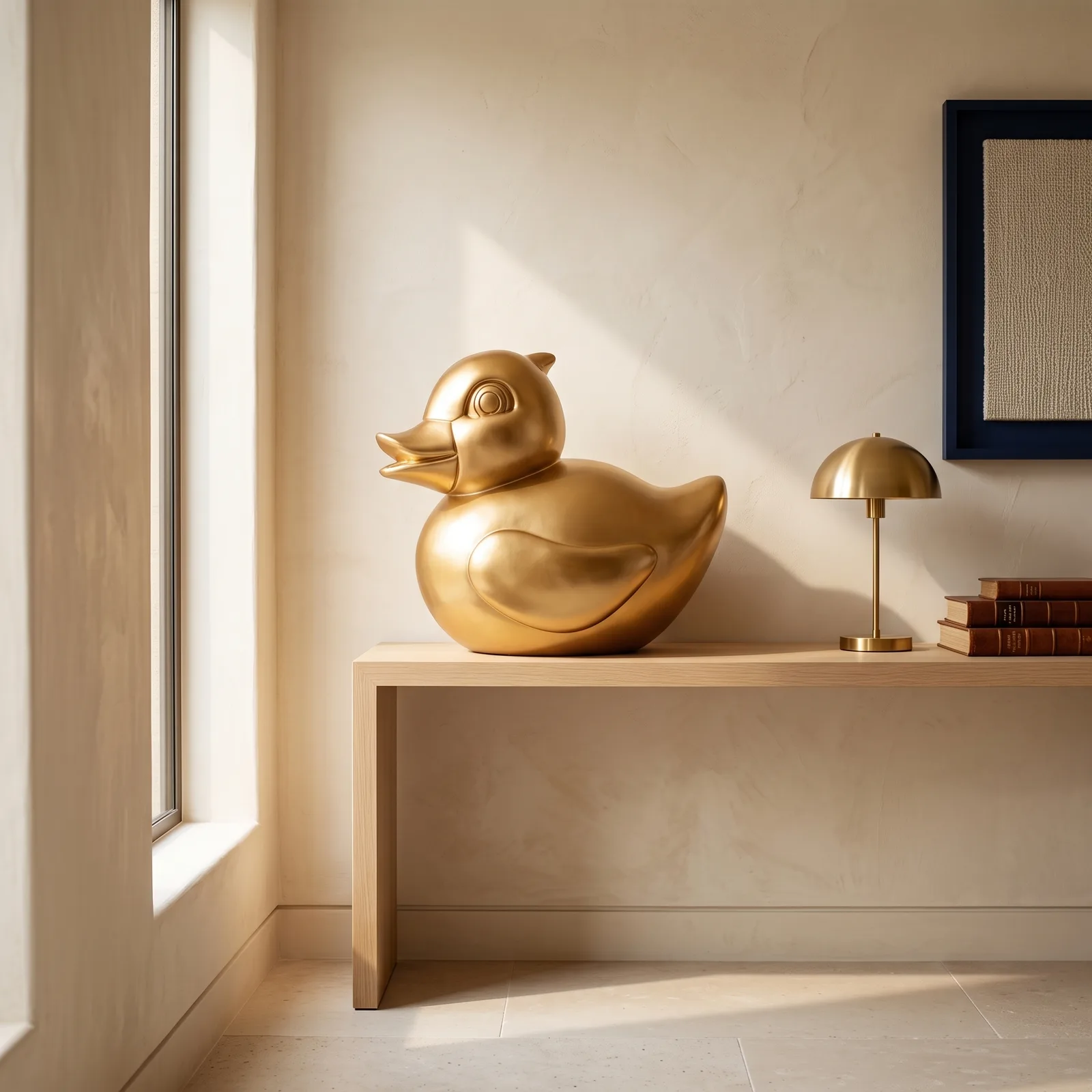 Badeend Beeld – Antiek Goud Luxe Decoratie — sfeerbeeld in interieur