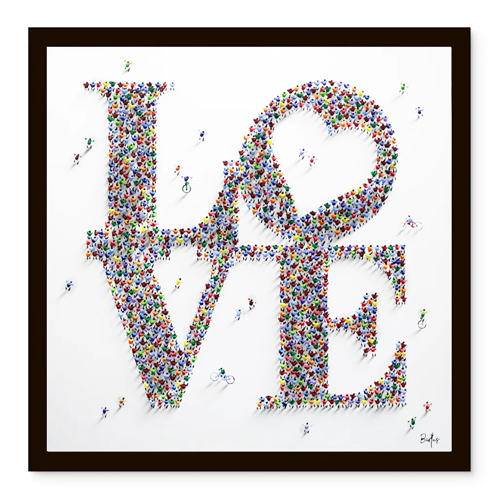 Francisco Bartus - Love - Schilderij 100x100cm Moderne Kunst Met Frame
