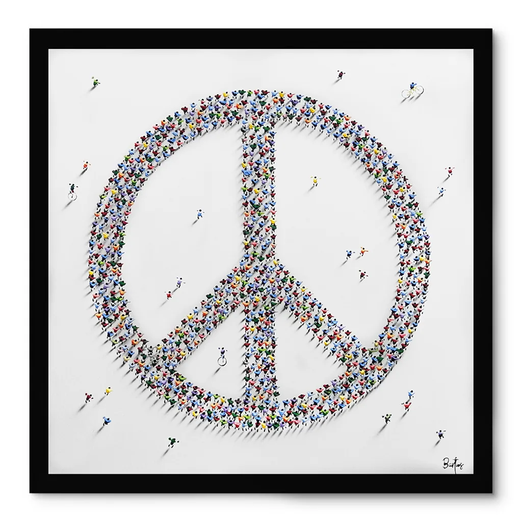 Francisco Bartus - Peace I - Schilderij 100x100cm Moderne Kunst Met Frame