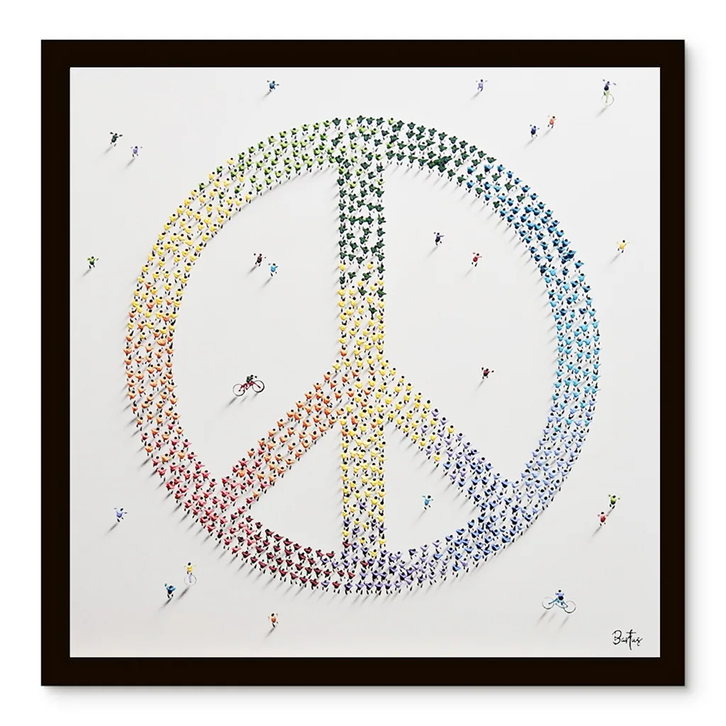Francisco Bartus - Peace II - Schilderij 100x100cm Moderne Kunst Met Frame