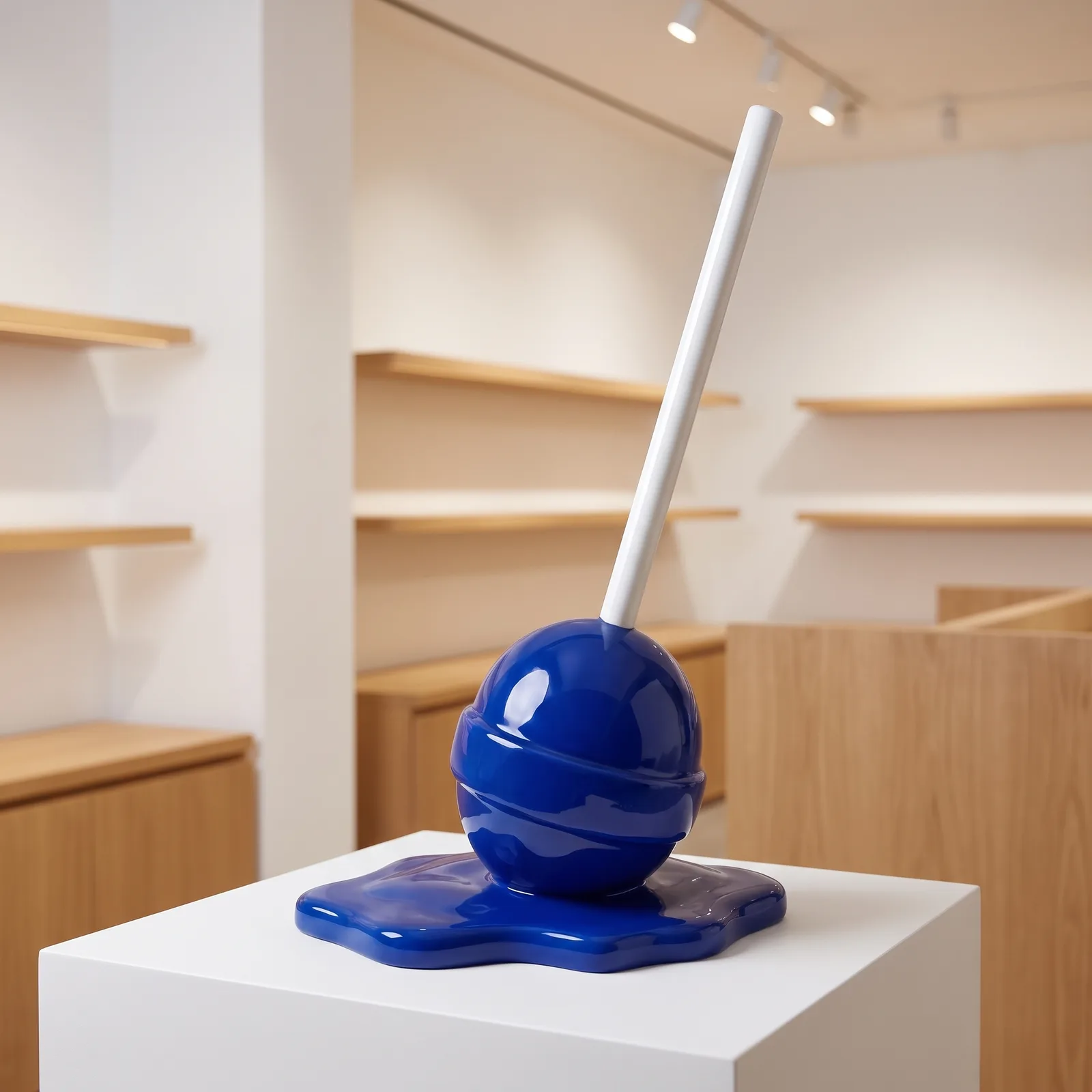 Lolly Beeld 95cm – Blauw met Witte Steel — sfeerbeeld in interieur