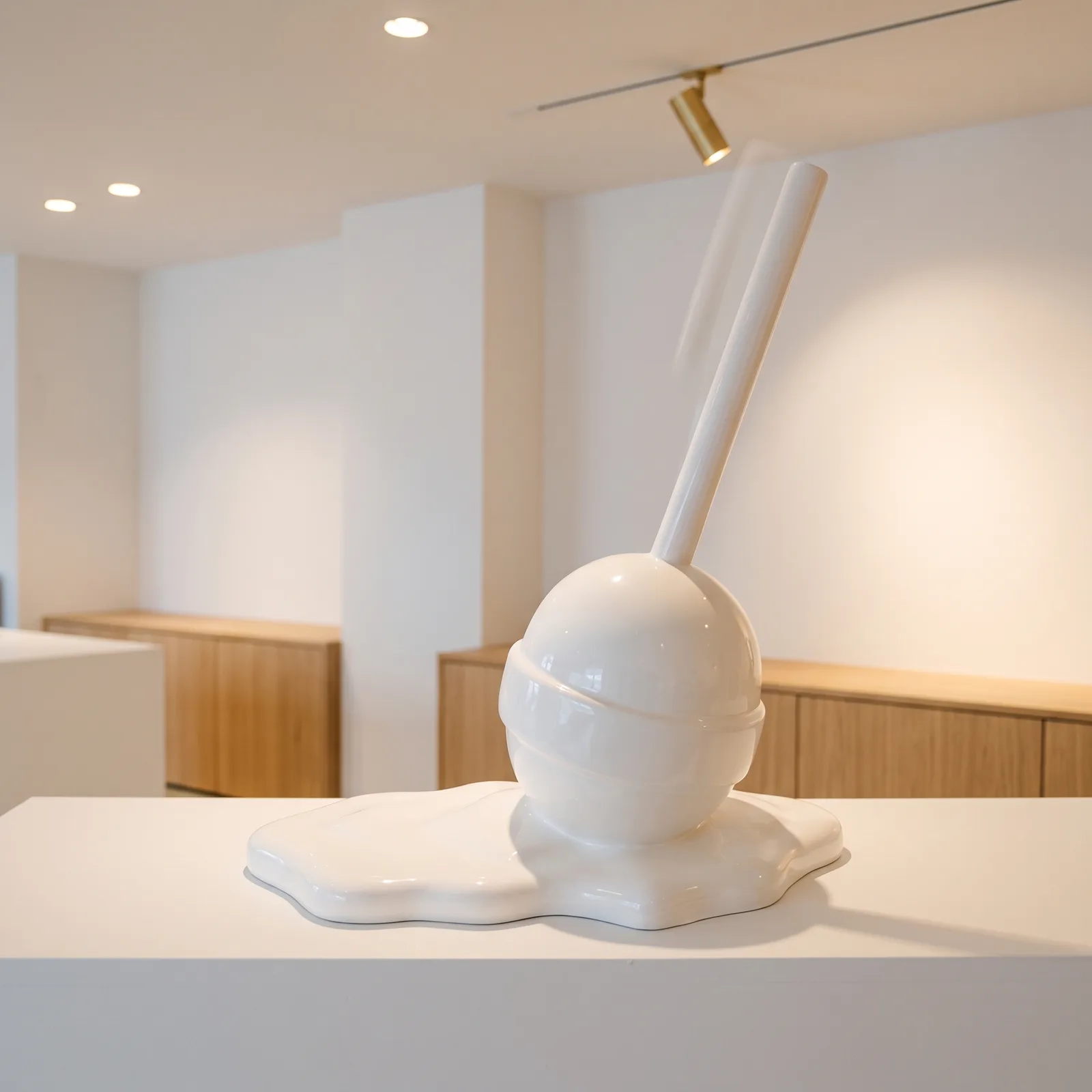 Lolly Beeld 95cm – Wit met Witte Steel — sfeerbeeld in interieur