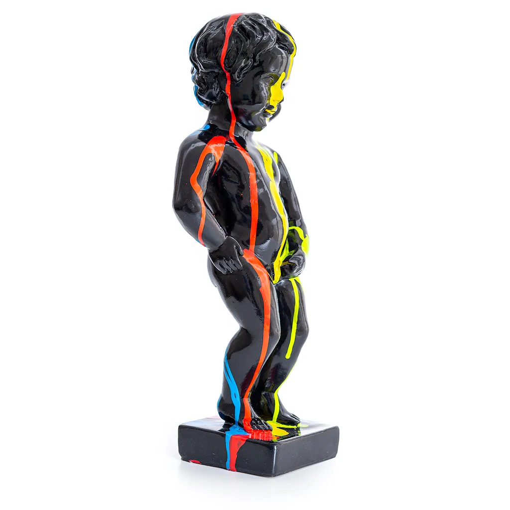 Manneken Pis Beeld 50cm Zwart Drip Pop Art Decoratie — detailfoto 3