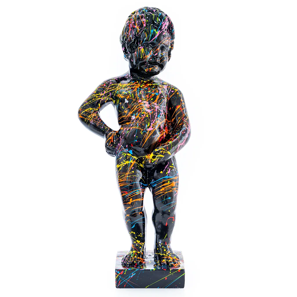 Manneken Pis Beeld 50cm Zwart Splash Pop Art Decoratie — detailfoto 2