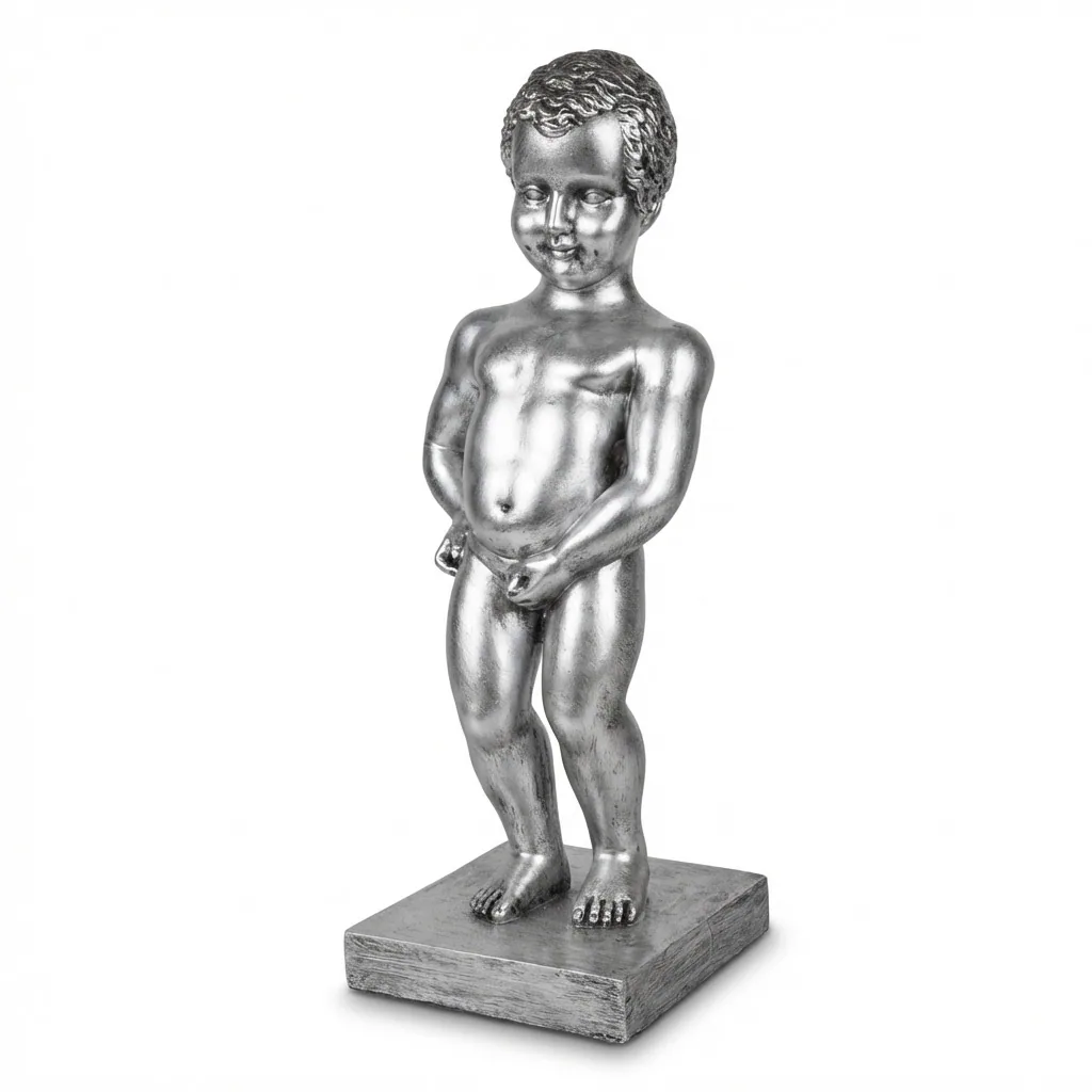 Manneken Pis Beeld Kleur Zilver Drip 45cm - Petit Julien Statue - Decoratie