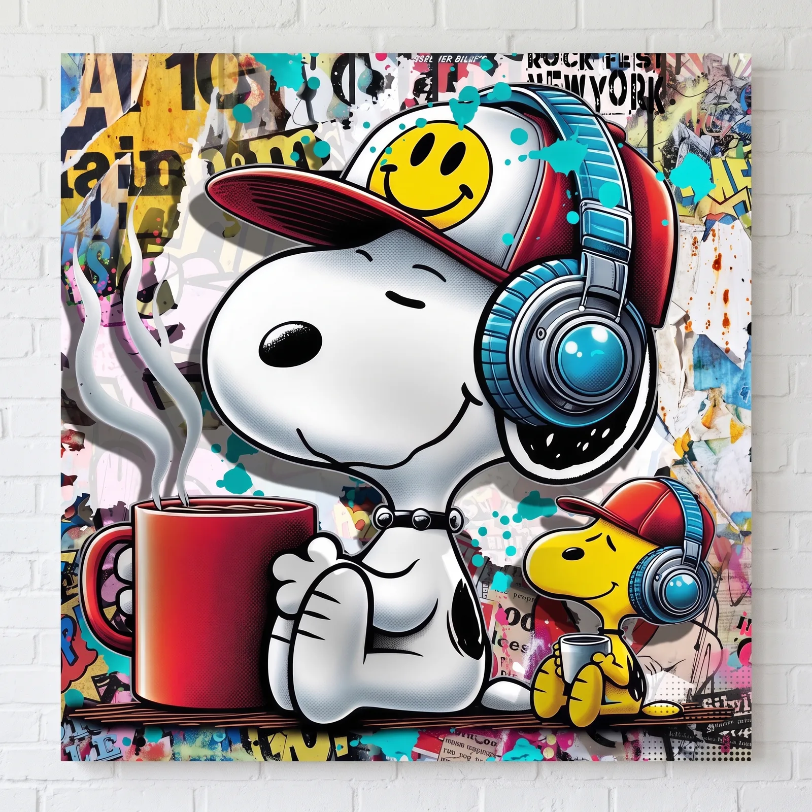 Micha Baker - Start Of The Day - Schilderij 100x100cm Epoxy Kunst — sfeerbeeld in interieur