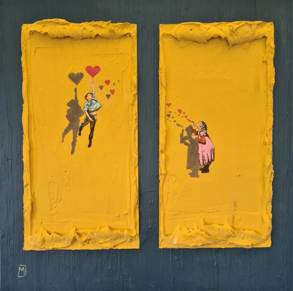 MXJ - Connected Hearts - Schilderij 60x60cm Origineel Kunstwerk