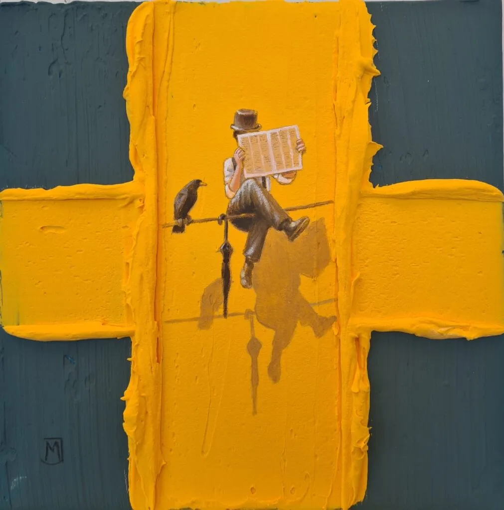 MXJ - Yesterday's News - Schilderij 25x25cm Origineel Werk