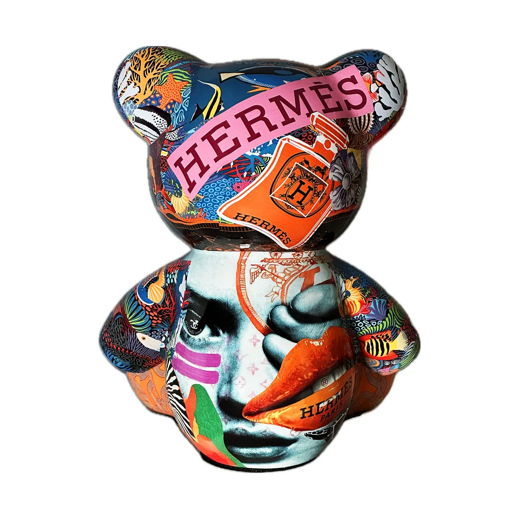 Teddybeer Beeld Hommage to Hermès 34cm Pop Art Decoratie — detailfoto 3