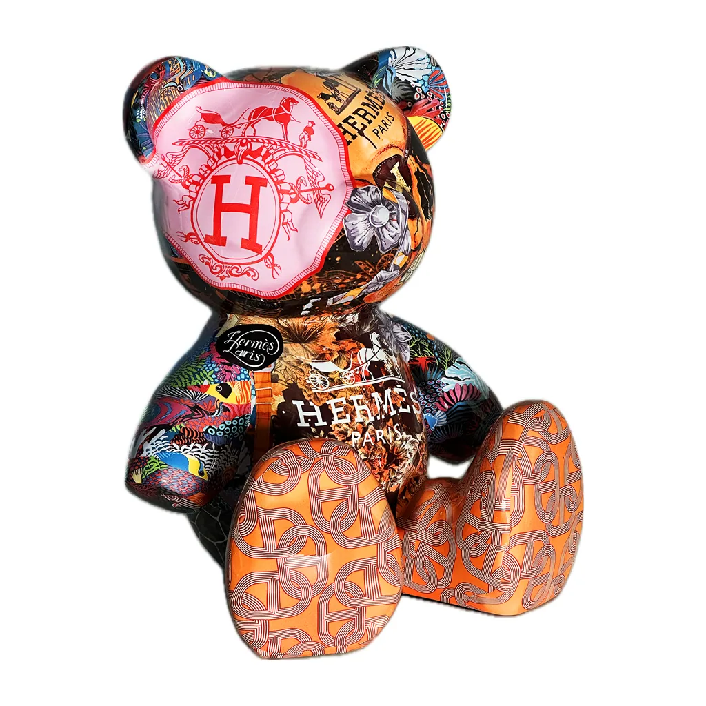 Teddybeer Beeld Hommage to Hermès 34cm Pop Art Decoratie — detailfoto 4