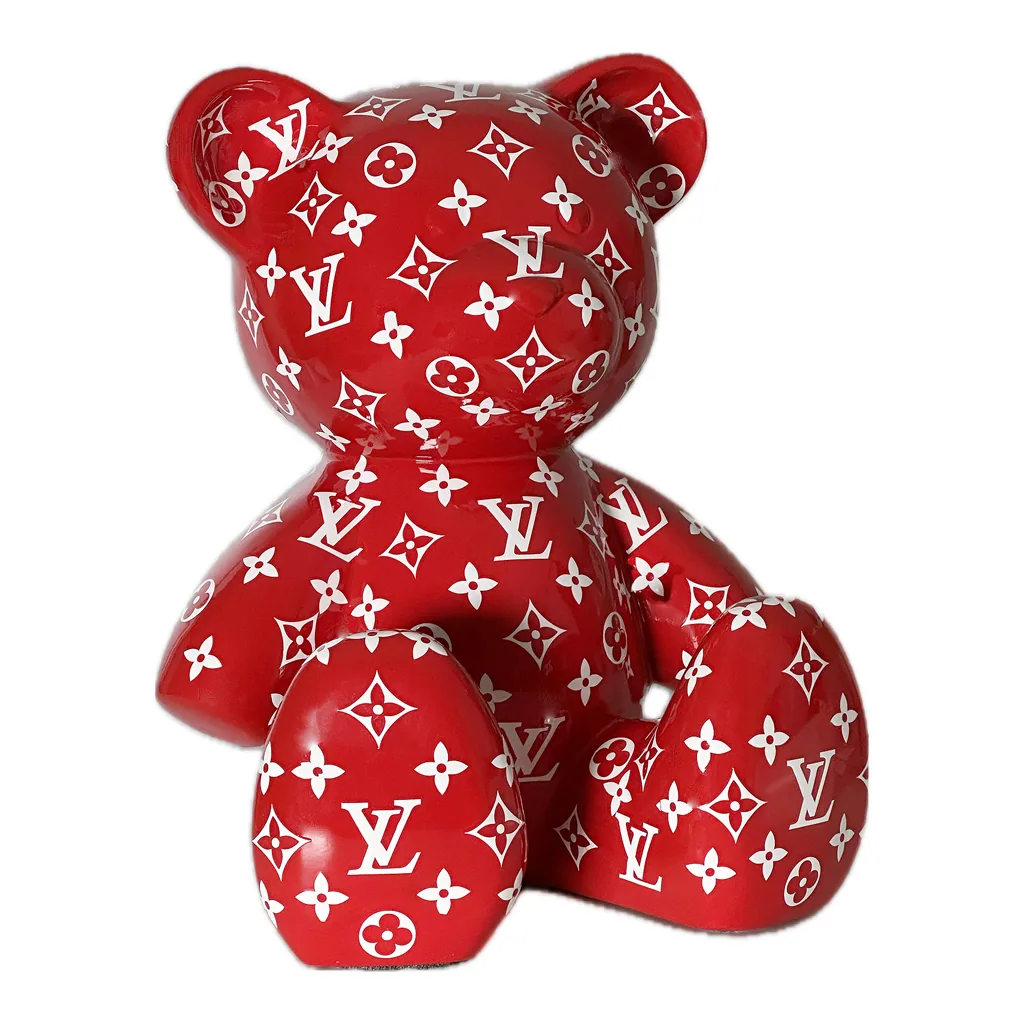 Teddybeer Hommage to Louis Vuitton Supreme 34cm Pop Art Decoratie — detailfoto 2