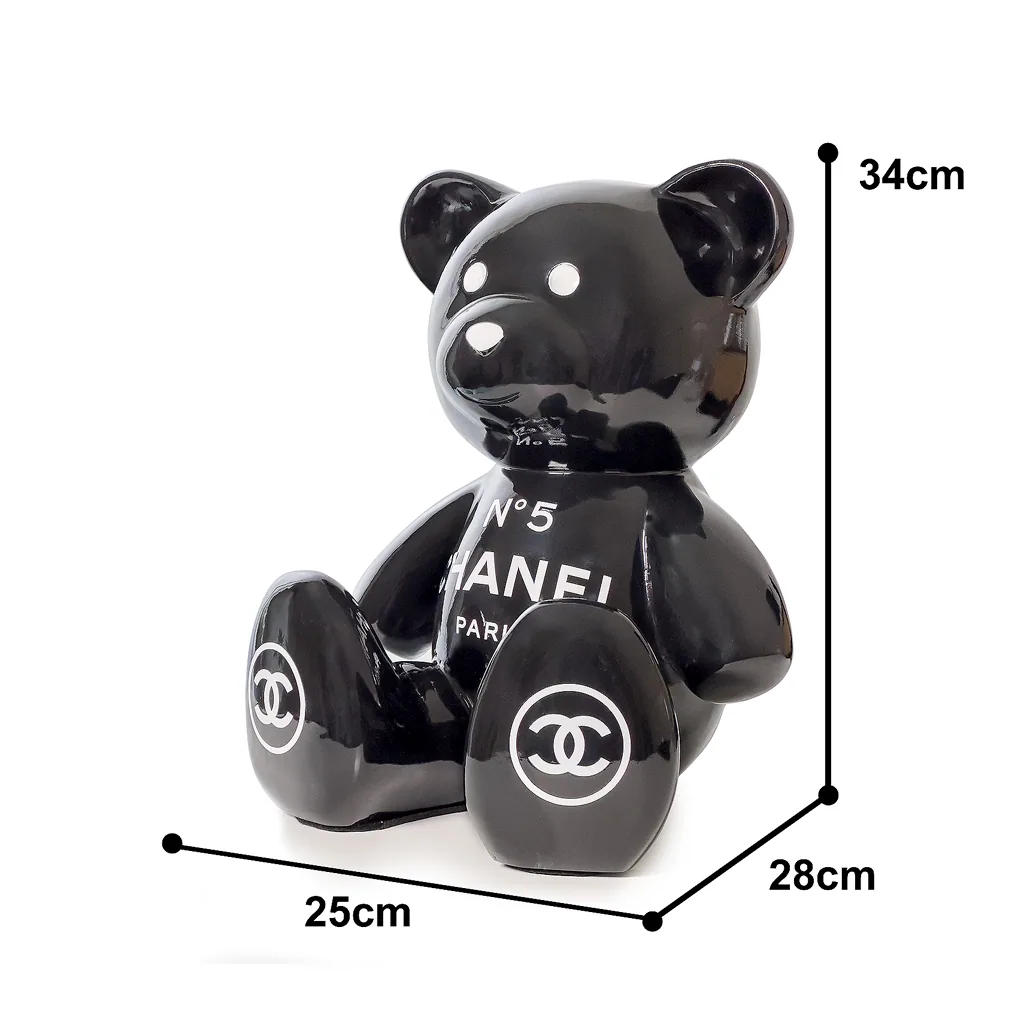 Teddybeer Luxe Beeld 34cm Hommage to Chanel n°5 Zittend Popart — detailfoto 4