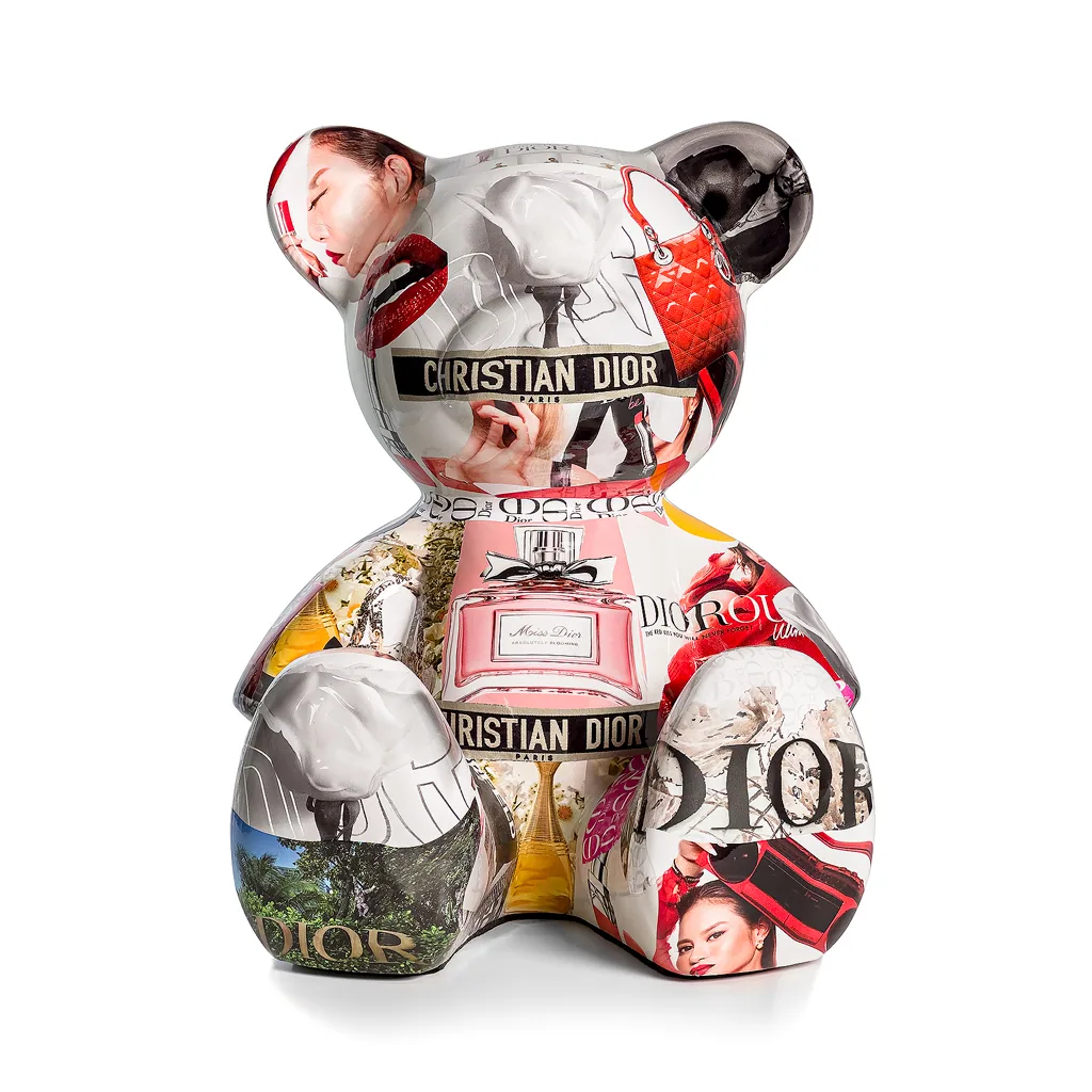 Teddybeer Luxe Beeld 34cm Hommage to Dior Zittend Popart — detailfoto 2