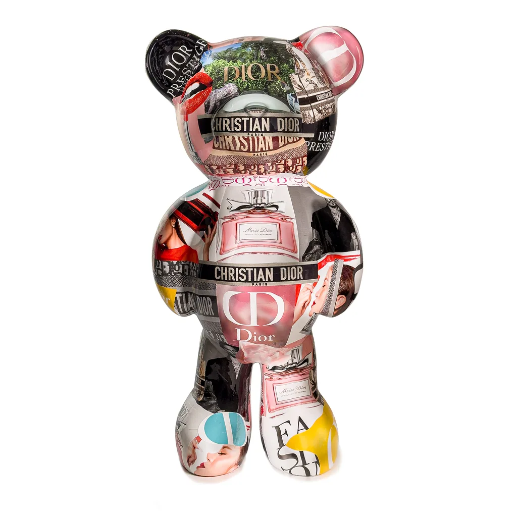 Teddybeer Staand Luxe Beeld 48cm Hommage to Dior Popart — detailfoto 2