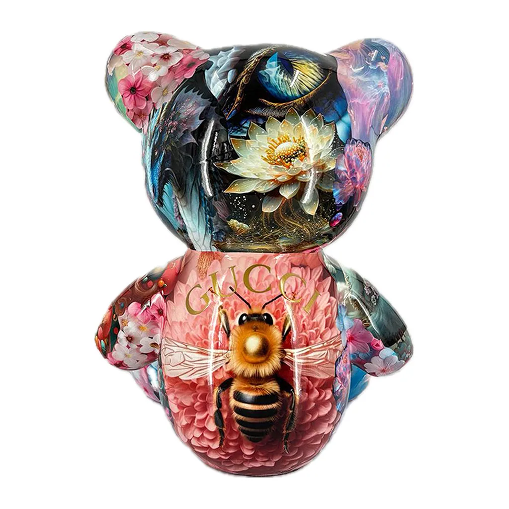 Teddybeer Zittend Luxe Beeld 34cm Dream Theme Gucci Popart — detailfoto 2