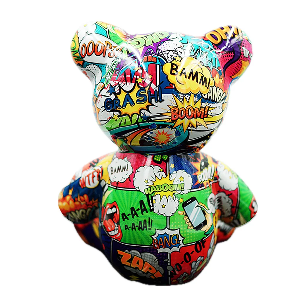 Teddybeer Zittend Luxe Beeld 34cm Pop Art — detailfoto 2